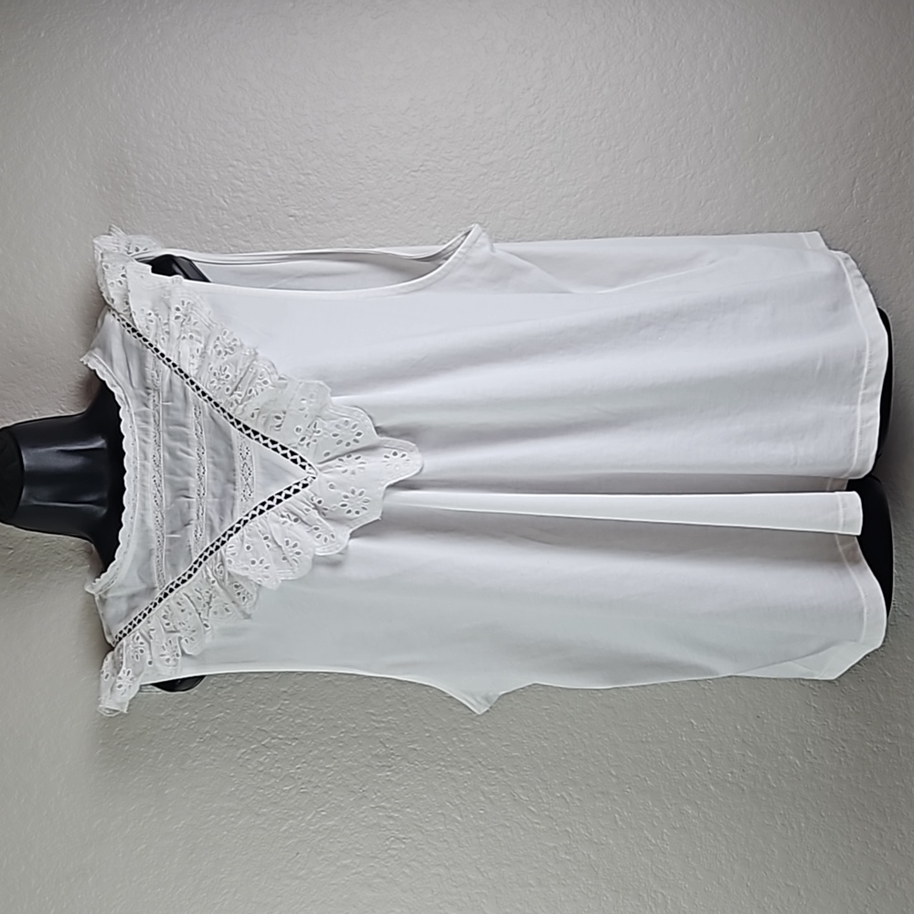 J. Crew | NWT  Women's White Eyelet Ruffle Sleeveless Top Sz 2X